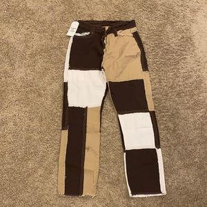 Brown patchwork pants/jeans